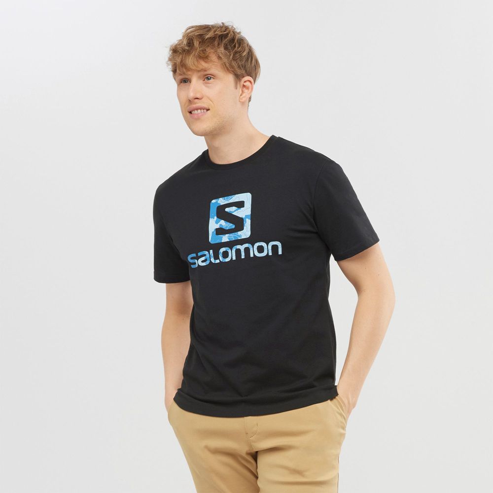 Camisetas Salomon Hombre Negras - Salomon Argentina OUTLIFE LOGO,573916-RME